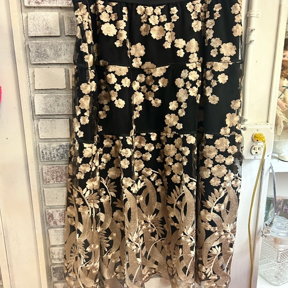 Linae Dresses & Skirts - Linea Ladies size 1xp Embroidered Skirt Black Gold